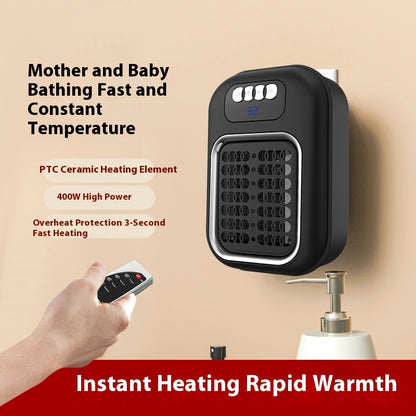 Wall Mounted Portable Small Electric Heater With Remote Control, Adjustable Silent Thermostat Suitable For Winter Home Offices Bathroom