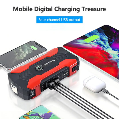 “Portable Car Jump Starter 28000mAh Power Bank with LED Flashlight"