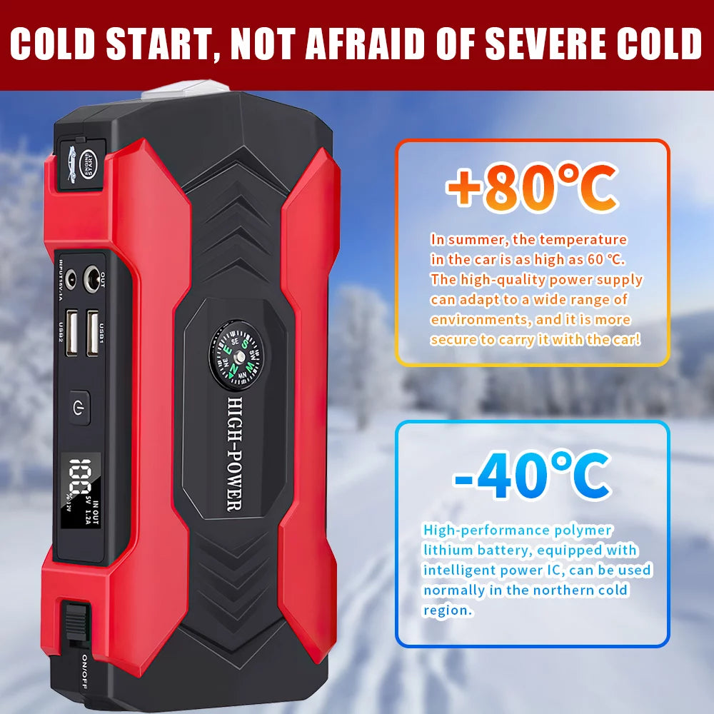 “Portable Car Jump Starter 28000mAh Power Bank with LED Flashlight"