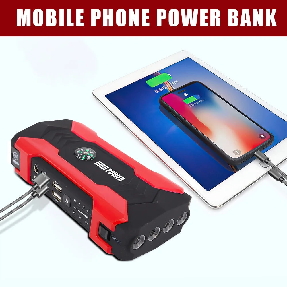 “Portable Car Jump Starter 28000mAh Power Bank with LED Flashlight"