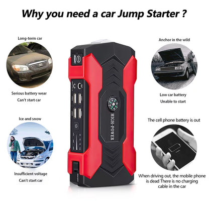 “Portable Car Jump Starter 28000mAh Power Bank with LED Flashlight"