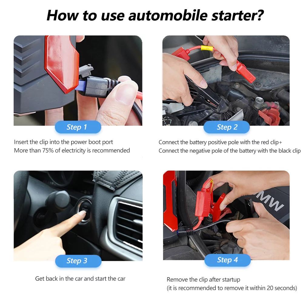 “Portable Car Jump Starter 28000mAh Power Bank with LED Flashlight"