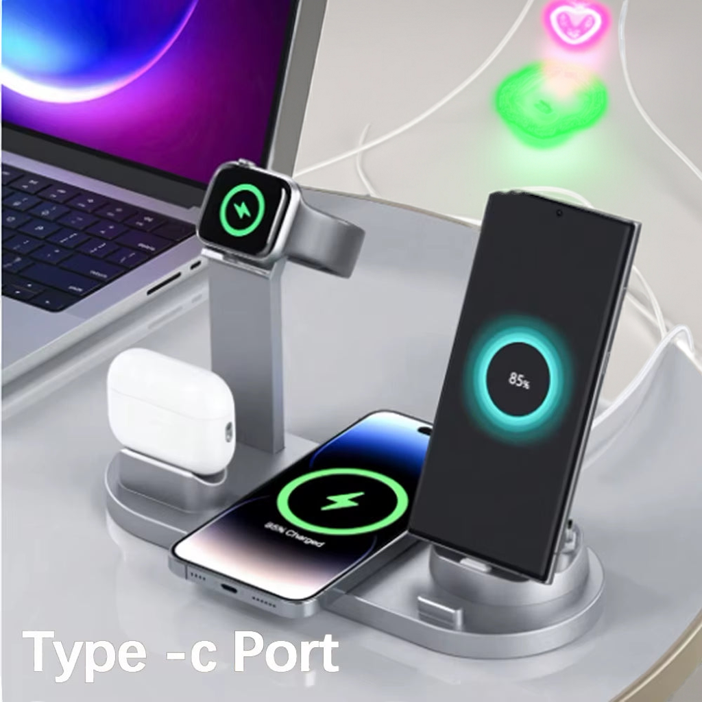 ChargeHub™ Pro 4-in-1 Wireless Dock – One Stand. Total Power. Zero Clutter