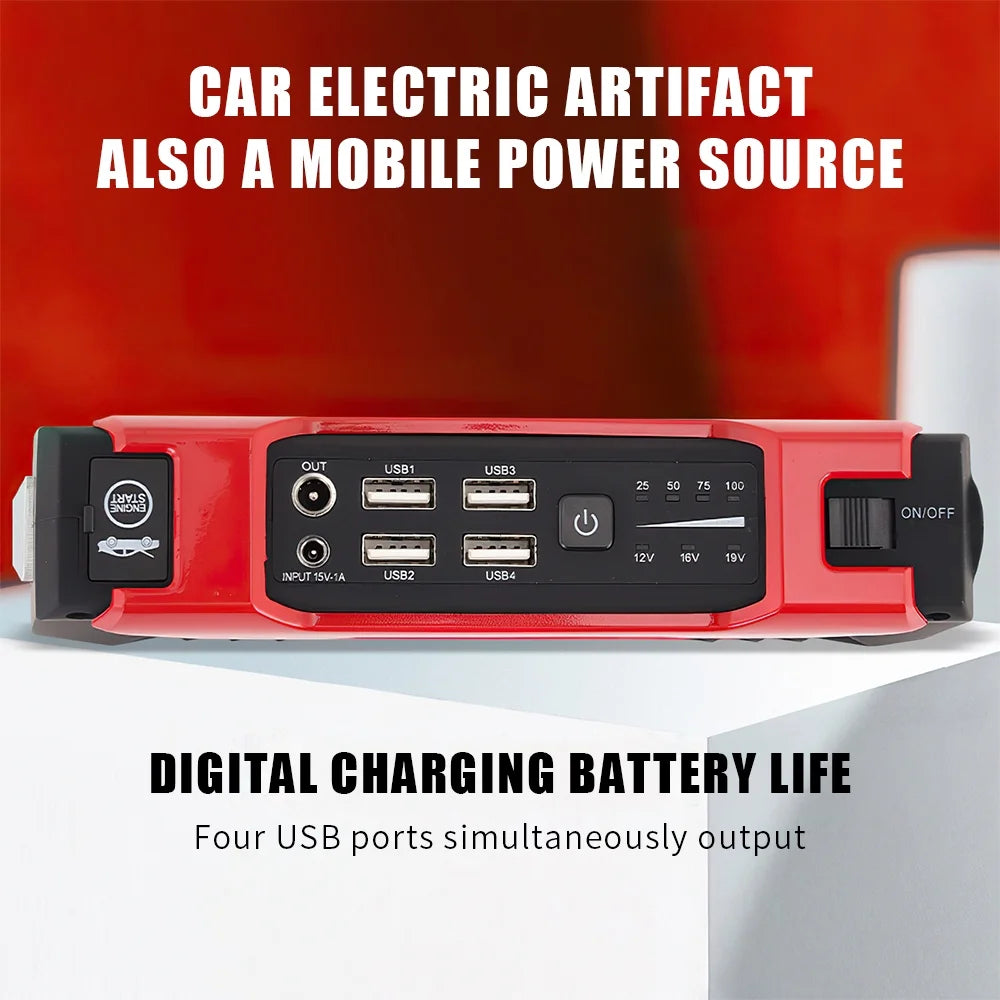 “Portable Car Jump Starter 28000mAh Power Bank with LED Flashlight"