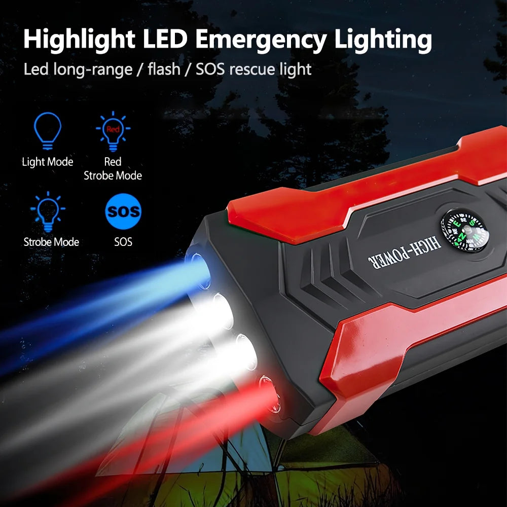 “Portable Car Jump Starter 28000mAh Power Bank with LED Flashlight"
